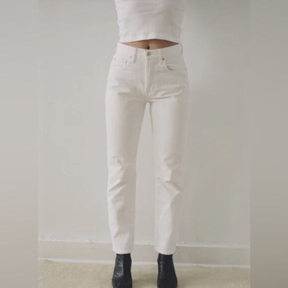 The FEEL Studio Women's The White Genuine Jeans Straight Leg Size 25 TALL  $425 - Picture 1 of 14